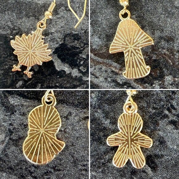 Fall and Winter Earring Set of 4 Dangle Turkey Mushroom Snowman and Gingerbread - Picture 9 of 9